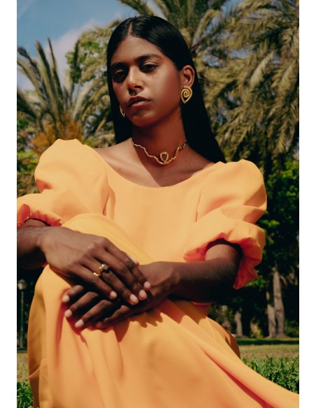 Gold Choker with Gray Semiprecious Stone - Gratitude