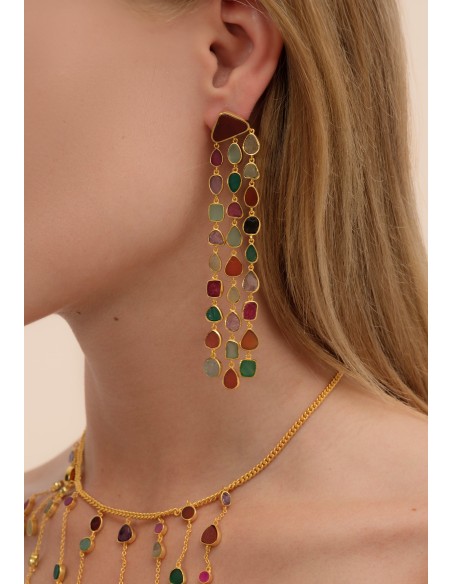 Long and golden multicolor earrings - Prana