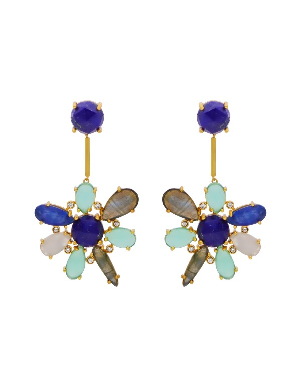 Blue Hibiscus Flower Earrings