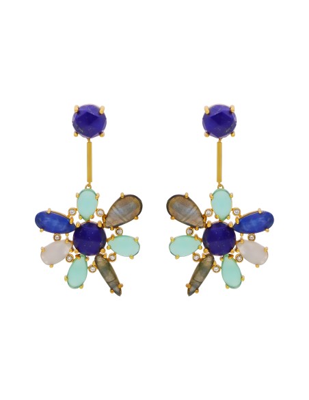 Blue Hibiscus Flower Earrings