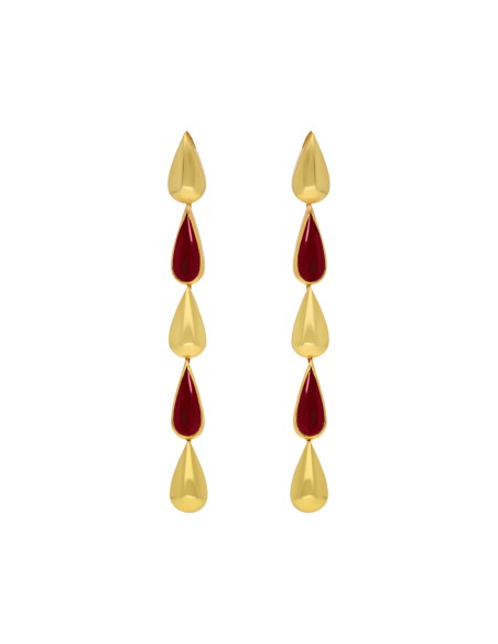 Boucles d'oreilles longues en grenat et plaqué or