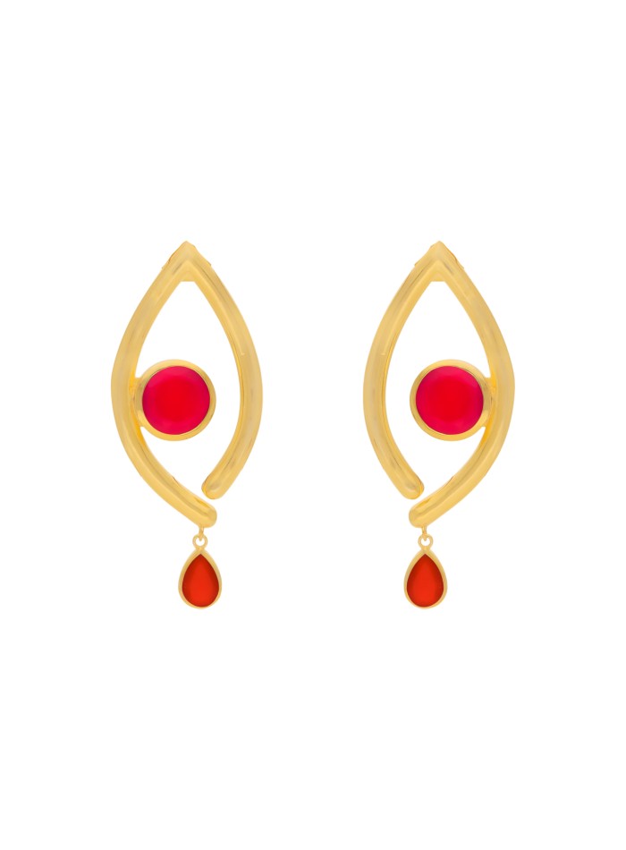 Boucles d'oreilles plaquées or en forme d'oeil...