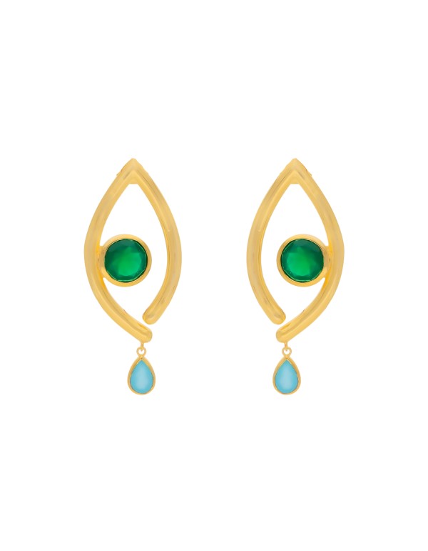 Boucles d'oreilles de fête en plaqué or avec des pierres...