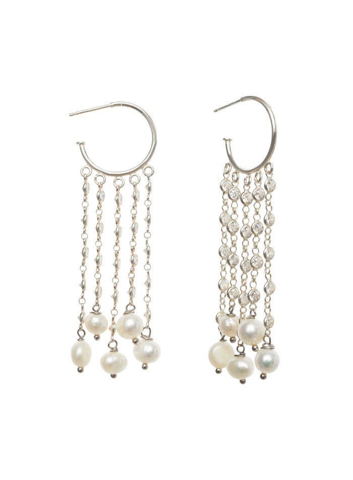 Silver earrings with pearl pendants