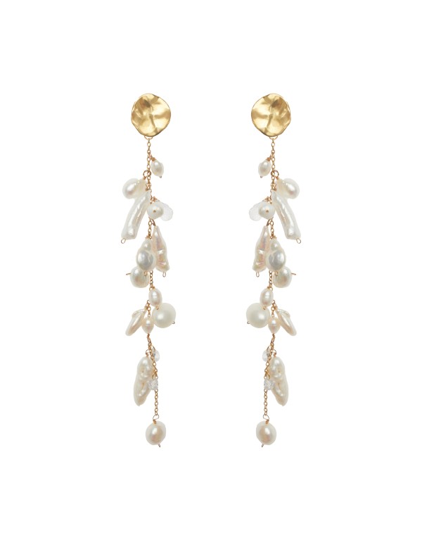Boucles d'oreilles extra longues en perles plaquées or