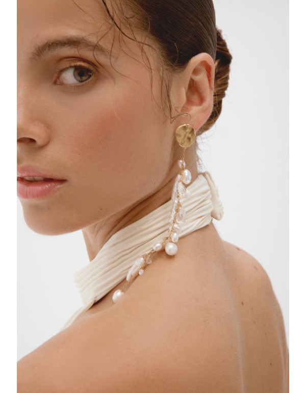 Boucles d'oreilles extra longues en perles plaquées or 2