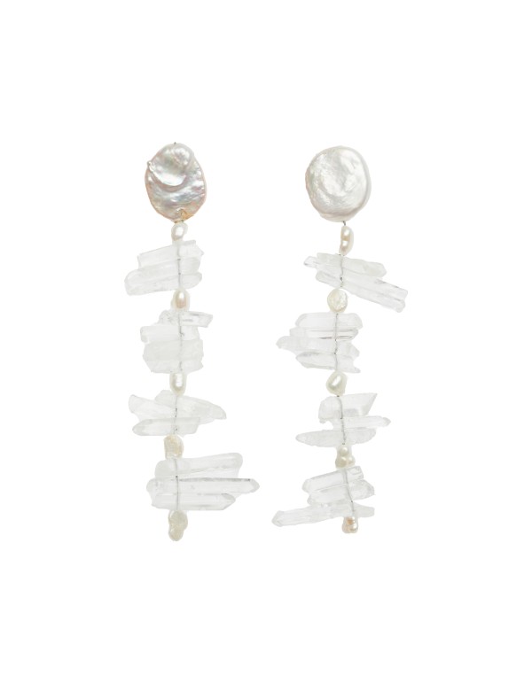 Long earrings with rock crystals