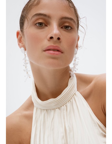 Longues boucles d'oreilles avec cristaux de roche