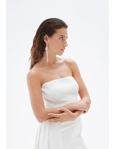 Pendientes largos de perlas con nudo