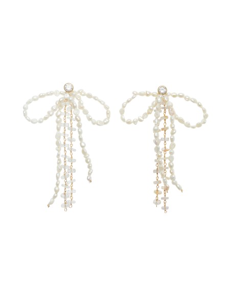 Pendientes en forma de lazo con perlas