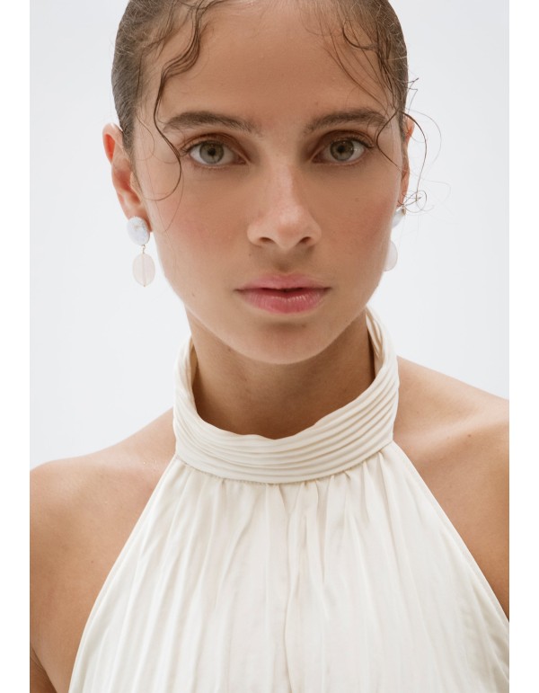 Pendientes con perlas y cuarzo rosa 2