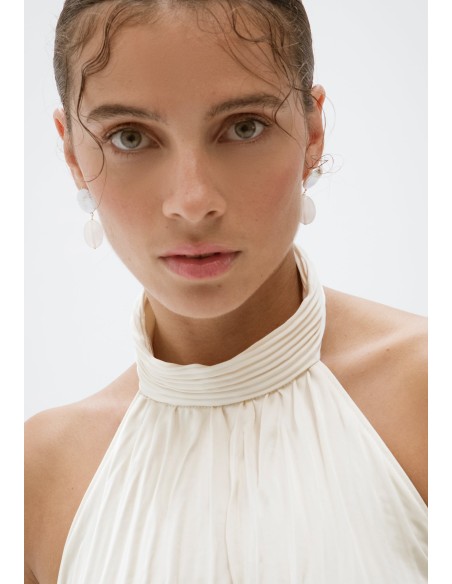 Pendientes con perlas y cuarzo rosa