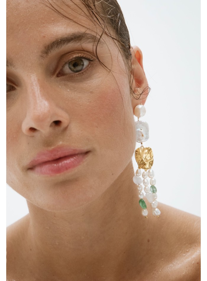 Longues boucles d'oreilles avec perles d'aguadulce