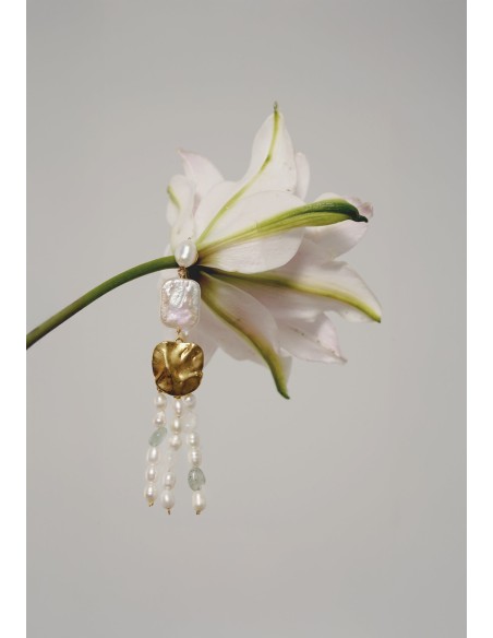 Longues boucles d'oreilles avec perles d'aguadulce