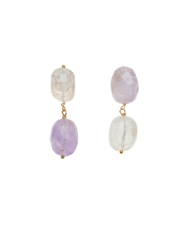 Crystal quartz and amethyst earrings