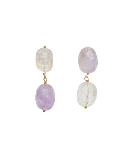 Crystal quartz and amethyst earrings