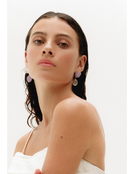 Crystal quartz and amethyst earrings