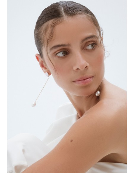 Pendientes largos con perlas - Dara