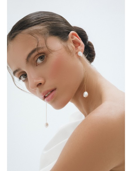 Pendientes largos con perlas - Dara