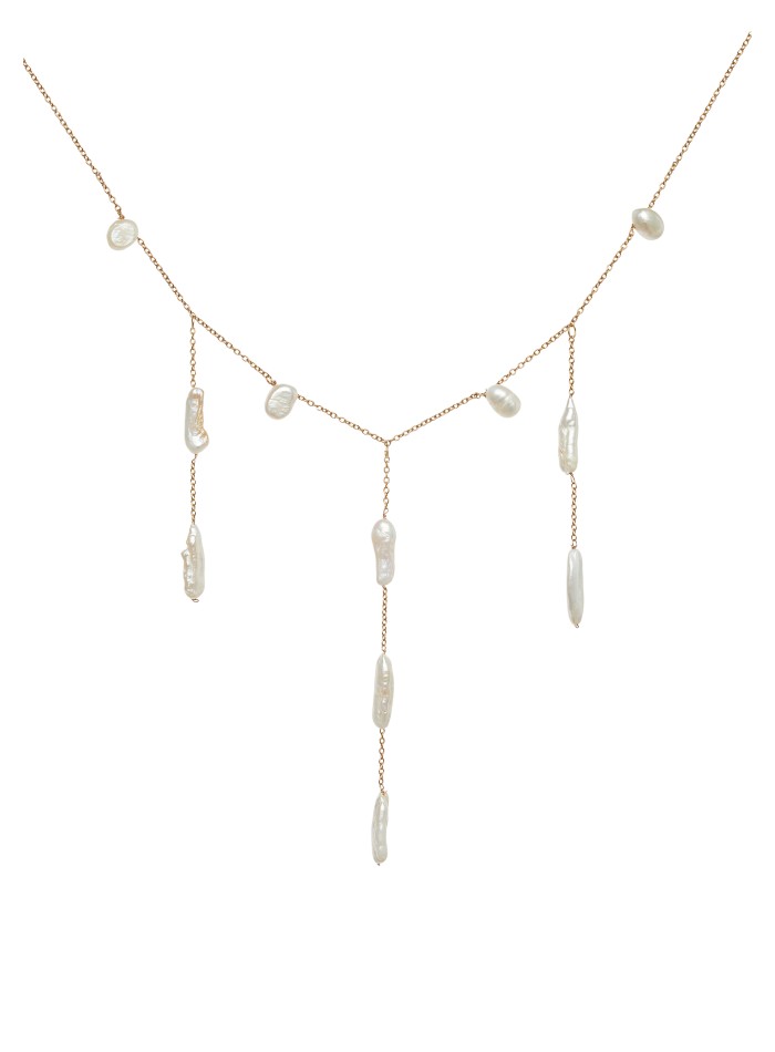 Collier plaqué or avec pendentifs en perles