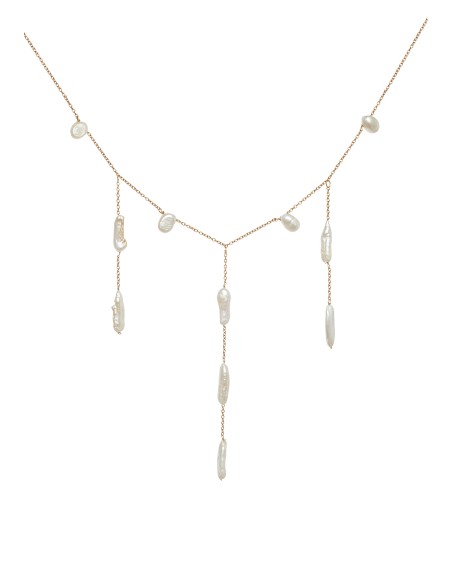 Collar dorado con colgantes de perlas