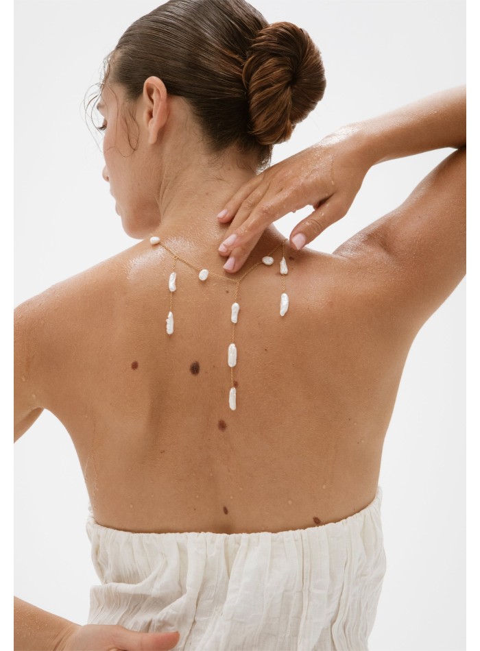 Collier plaqué or avec pendentifs en perles