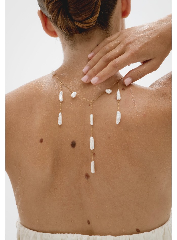 Gold plated necklace with pearl pendants