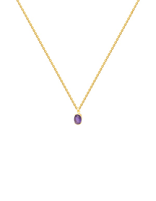 Gold Pendant with Purple Stone