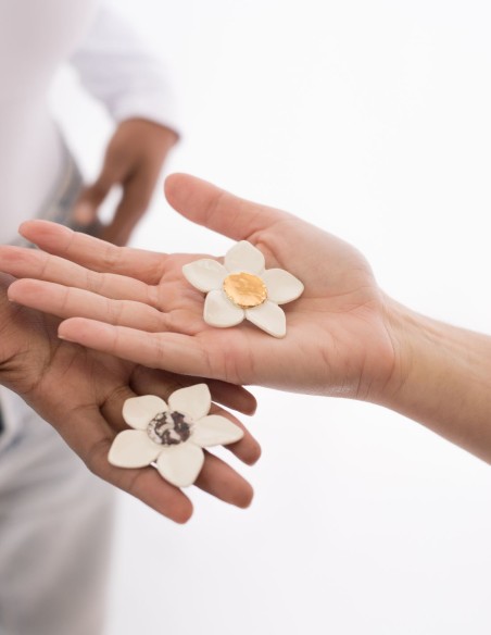 Boucles d'oreilles en porcelaine à motif floral