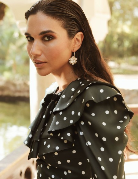 Pendientes con doble flor de cerámica