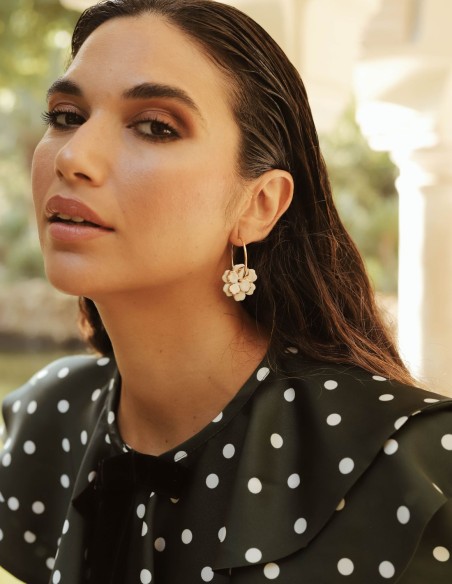 Pendientes con doble flor de cerámica