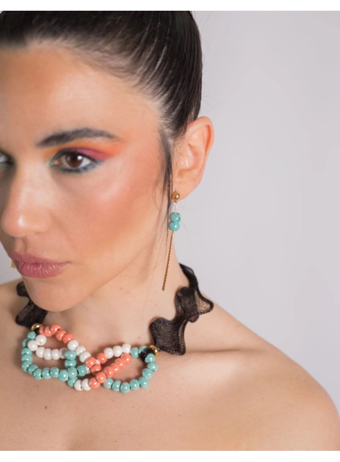 Longues boucles d'oreilles en cascade avec deux...