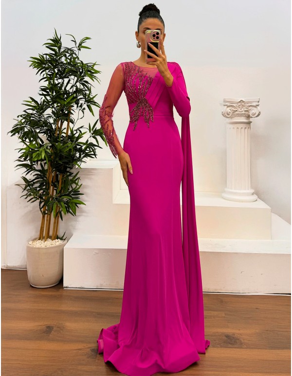 long ball gown with rhinestones