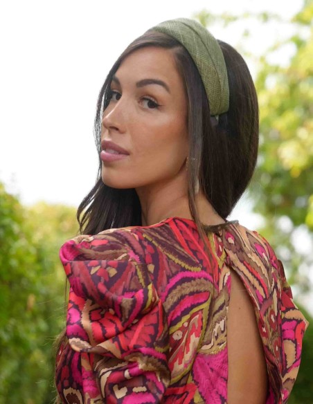 Guest headband in pink raffia