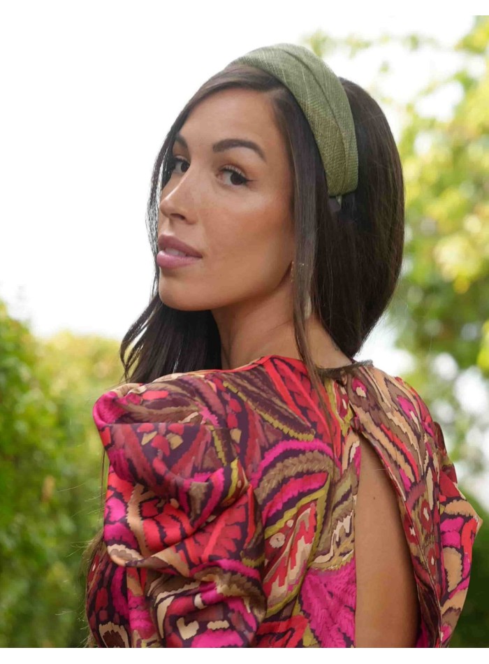 Bandeau de fête en raphia vert sec