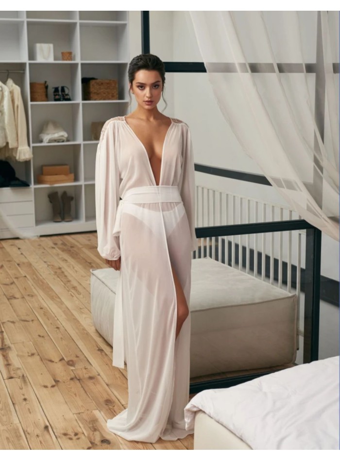 Robe de mariée ajustée avec décolleté en V et...