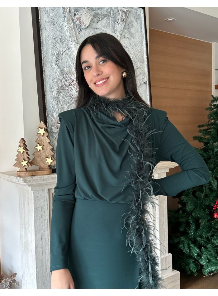 Mini boa de plumas color verde