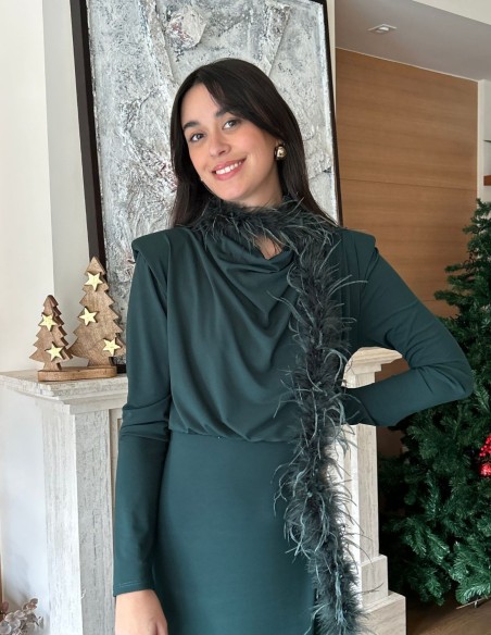 Mini boa de plumas color verde