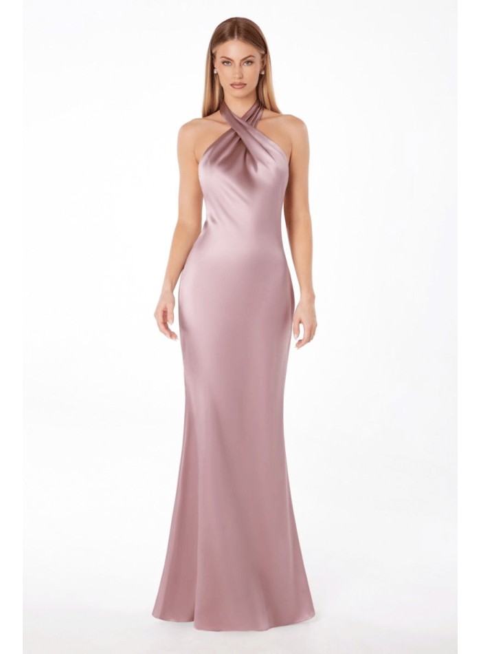 Robe de bal en satin avec encolure dos nu et...