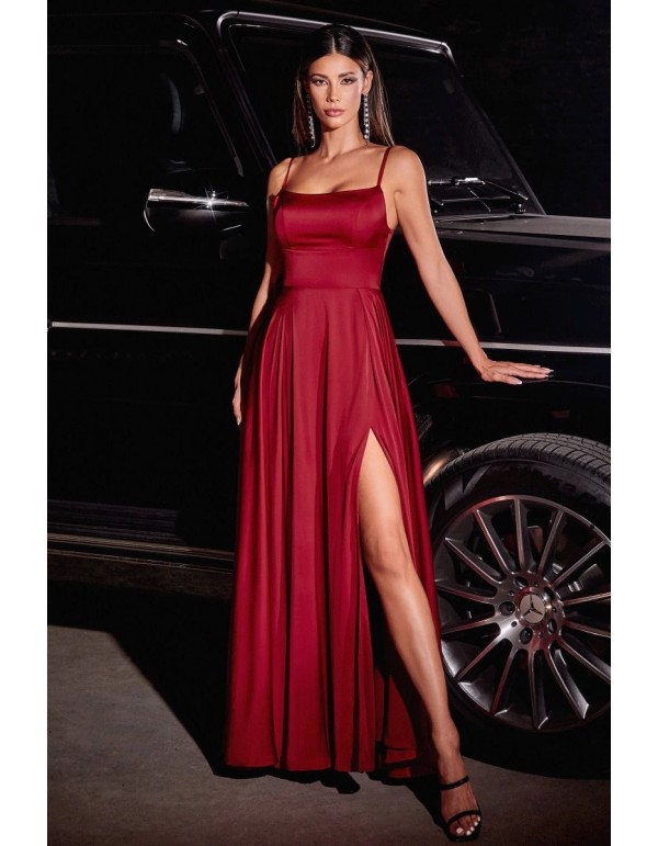 Vestido de fiesta satinado midi con falda de vuelo 2