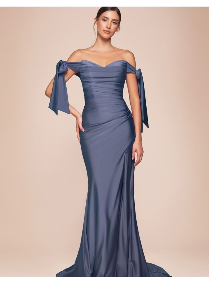 Vestido de fiesta largo de satén con corpiño...