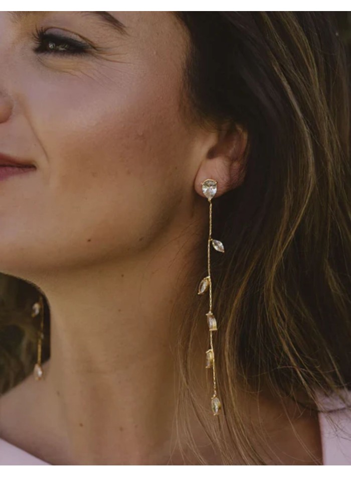 Longues boucles d'oreilles avec mini feuilles...