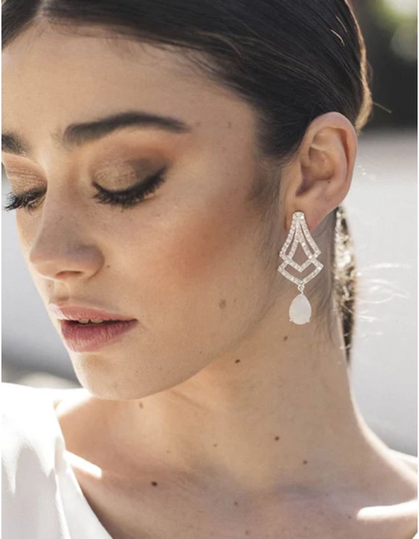 Boucles d'oreilles de fête avec zircon cubique et pierre... 2