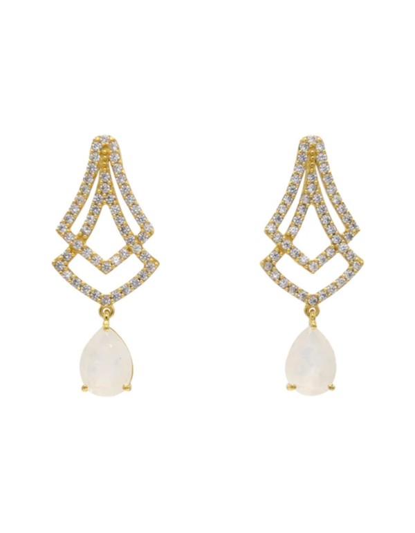 Boucles d'oreilles de fête avec zircon cubique et pierre...