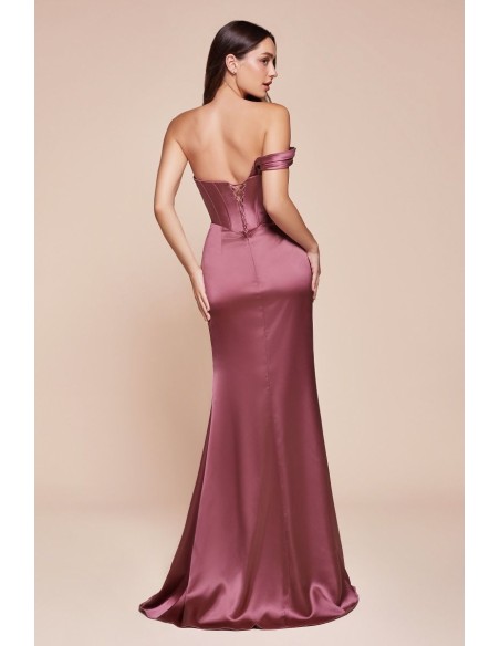 Satin long gown with sweetheart neckline
