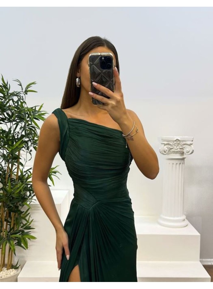 Vestido largo de fiesta plisado para eventos especiales