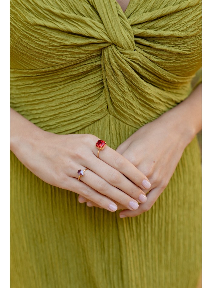 Pistachio green long dress with draped neckline