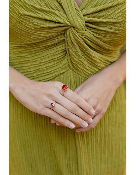 Vestido largo verde pistacho escote drapeado