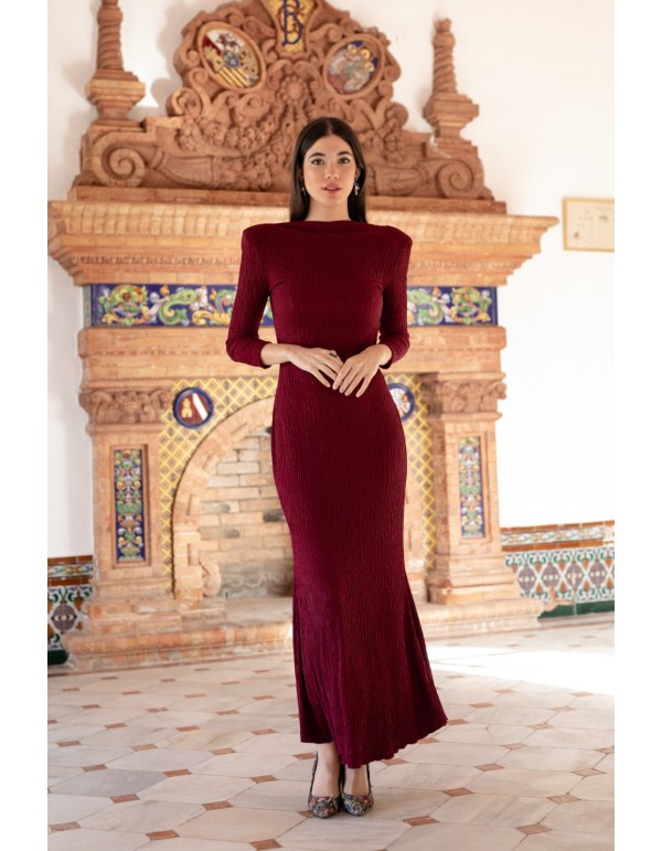 Maroon long dress with back neckline 2