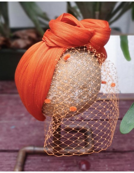 Wrinkled orange silk headband by Cala by Lilian